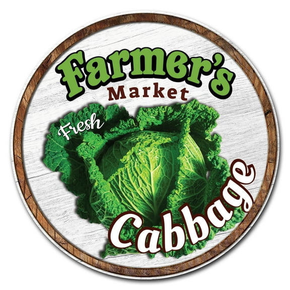 SignMission Corrugated Plastic Sign With Stakes 16" Circular - Farmer's Market Cabbage | Coroplast Yard Sign With Stake |  Made in the USA
