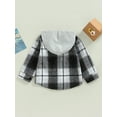 thumbnail image 4 of Bagilaanoe Toddler Baby Boy Hooded Jacket Plaid Long Sleeve Single-Breasted Shacket Coat 6M 12M 18M 24M 3T 4T Kids Fall Casual Outwear, 4 of 8