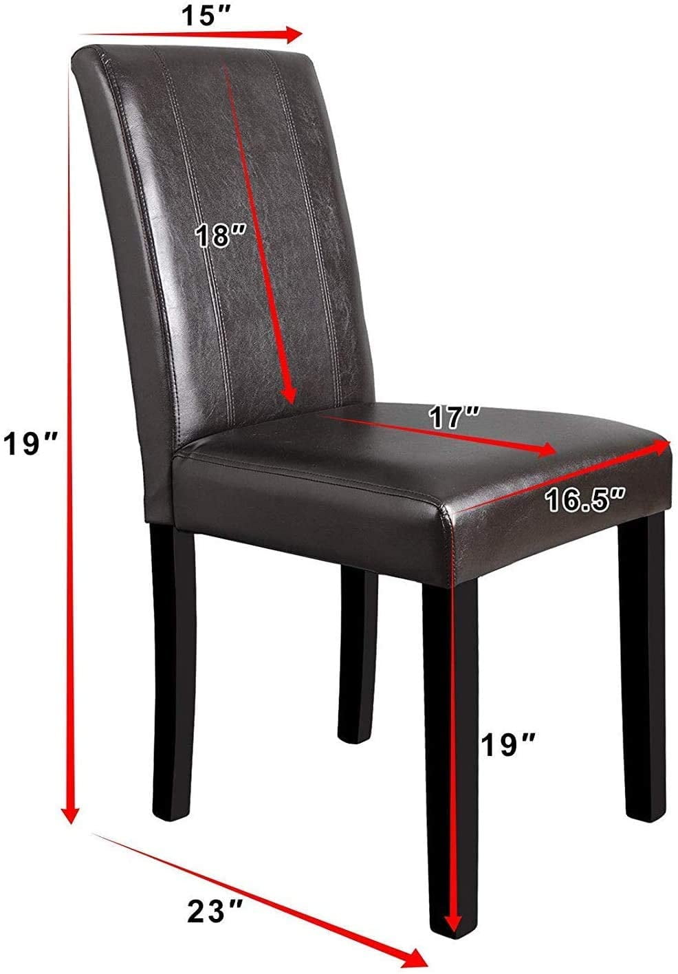 ZENY 8Pcs Pu Leather Armless Dining Chair, Brown