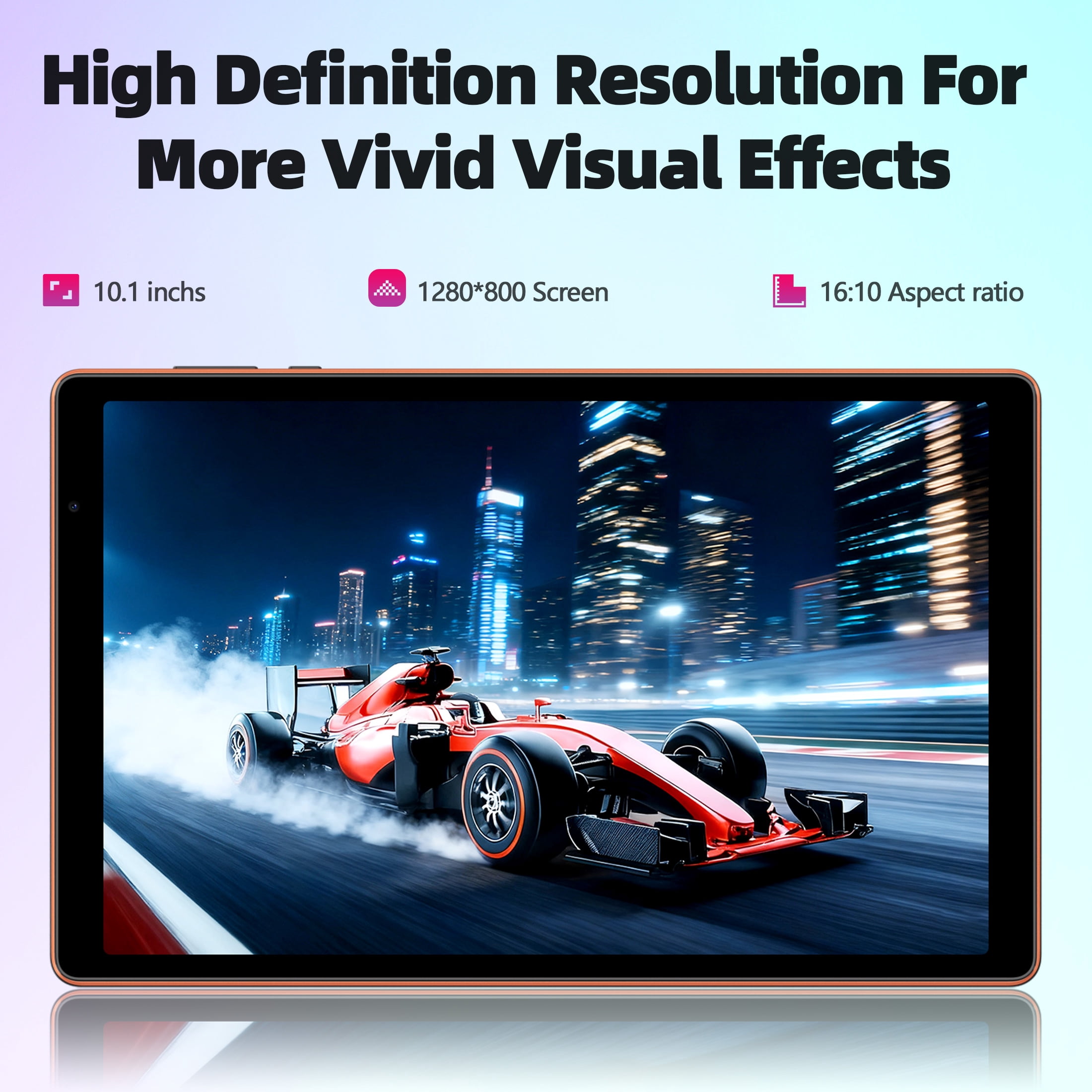 Android 16 Tablet 10.1 inch Tablet,8GB RAM 32GB ROM,WiFi 6,6000mAh Battery,1280 * 800 IPS Touch Screen,Metal Body,GMS Certified,Orange