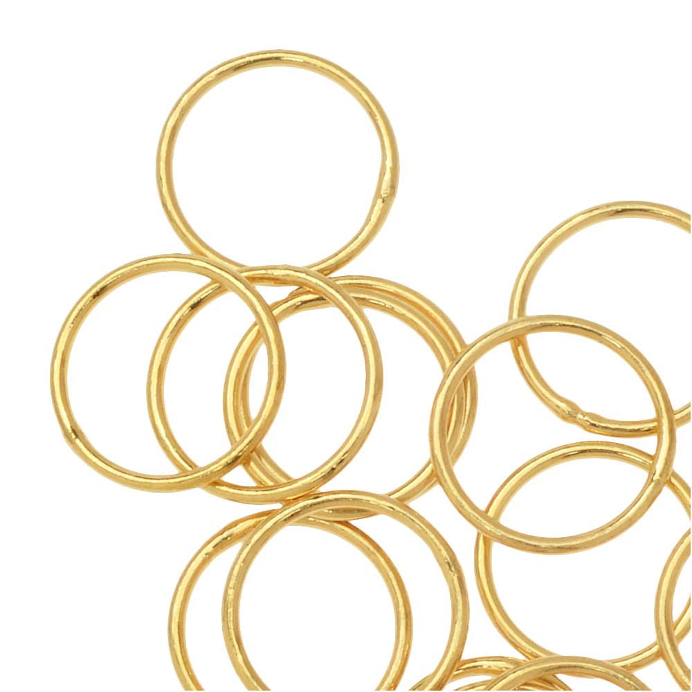 Jump Rings, Closed 10mm Diameter 20 Gauge, 10 Pairs, Gold Plated