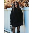 thumbnail image 6 of Women Sweater Skirt Sets 2 Pieces Outfits Loose Fit Pullover Sweater Knitted Mini Skirt Black XL, 6 of 7