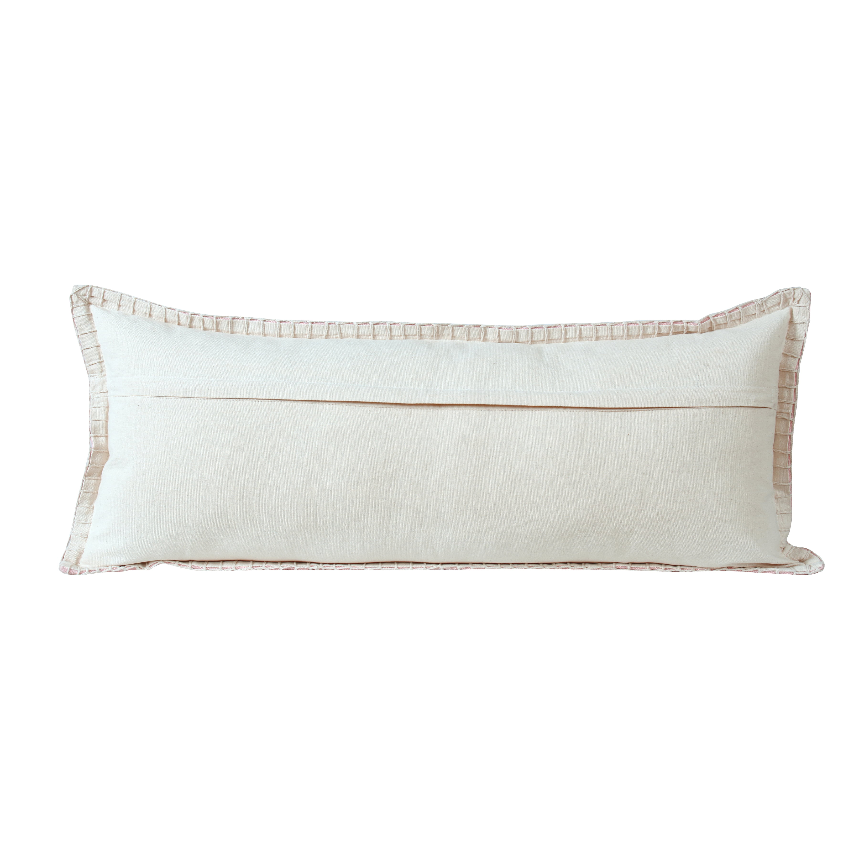 Ox Bay Wilma 14" x 36" Coral Pink Stitch Bordered Cotton Adult Decorative Throw Pillow Cover