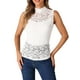 thumbnail image 2 of INSPIRAR CHIC Top sin mangas de encaje floral para mujer con cuello alto, transparente, talla XS, blanco, 2 of 6
