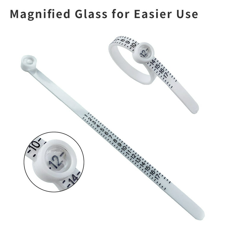 Ring Sizer Measuring Tool with Magnifying Glass, 1-17 US Ring Size Reusable  Measurer Black