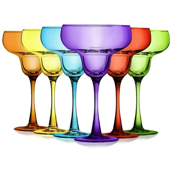 TableTop King 9.5 oz Wine Glasses, Stemmed Style, Full Accent, Party Color, Set of 6