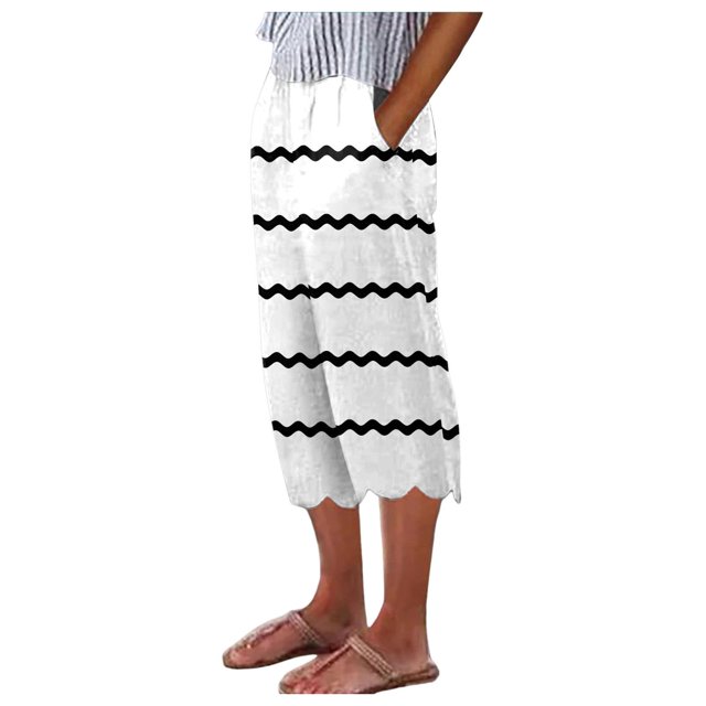 Ladies Pants Casual Solid Color Pocket Straight Tube Stretch Yoga Pants Color Contrast Solid Woman Pants White L