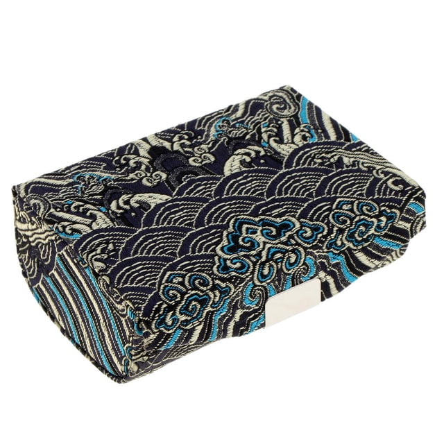 Estuche de lápiz labial retro Zulema rígido de brocado de seda negro