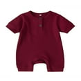 thumbnail image 1 of Baby Boys Girls Romper Ribbed Short Sleeve Knit Cotton One Piece Jumpsuit, 1 of 6