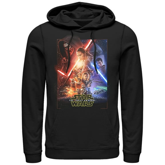 Men's Star Wars The Force Awakens Movie Poster Pull Over Hoodie Black 2X Large