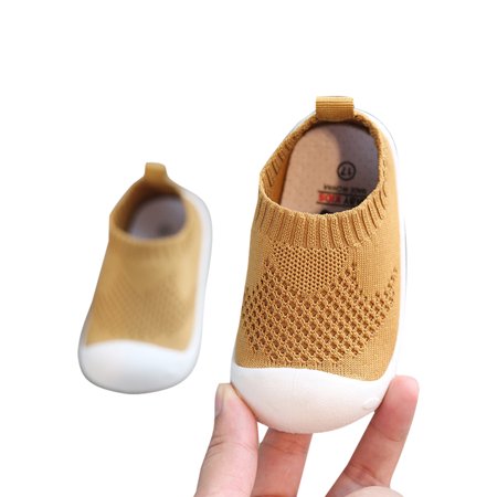 

Gomelly Unisex-Child Walking Shoe Slip On Crib Shoes Comfort Sneakers Patchwork Trainers Gym School Flats Light Yellow 7C