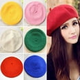 thumbnail image 2 of NUZYZ Classic Solid Color Winter French Style Beret Artist Hat Casual Women Cap Gift, 2 of 7