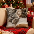 thumbnail image 6 of 1Pc 18X18In Cute Sleeping Cats And Book Pillowcase Short Pile Living Room Sofa Pillowcase Soft Cushion Cover, 6 of 6