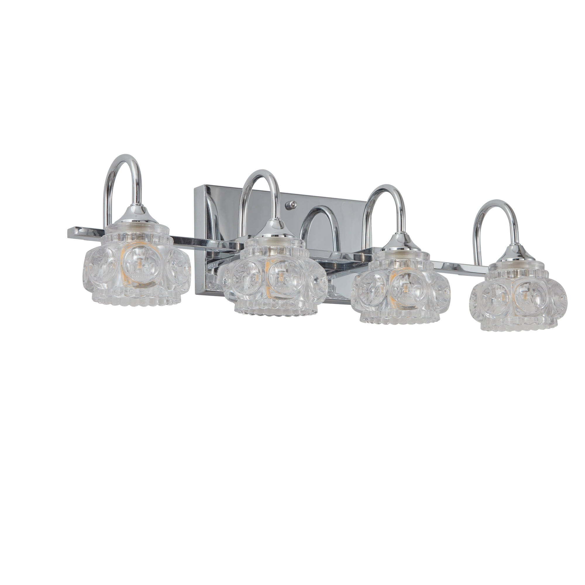 23" Nickel Finish Vintage Crystal Vanity Light - Elegant 4-Light Bathroom Mirror Fixture with Clear Glass Shades (No Bulbs)