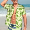 thumbnail image 7 of Sikiie Green Peas Print Men's Hawaiian Shirt, Summer Beach Button Pocket Short Sleeve T-Shirt,Small, 7 of 7