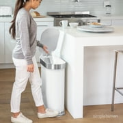 simplehuman Kitchen Trash Can, 45 Liter / 12 Gallon Slim Step Garbage Bin with Soft Close Lid, White