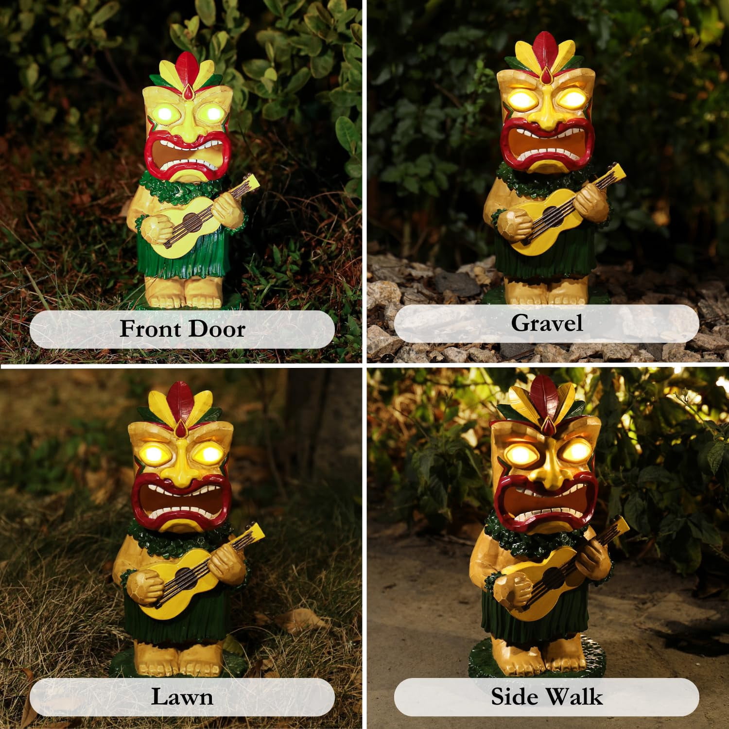 Solar Tiki Statue, Tiki Bar Decor, Outdoor Tiki Decor, Solar Garden Statue for Outside, Solar Garden Yard Decor, Outdoor Statue for Garden, Outdoor Decor for Patio, Gardening Gifts for Women