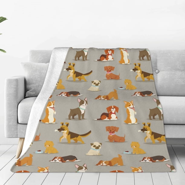 Balery Cute Dog Manta de Felpa Suave y Acogedora – Cobija de Franela Aterciopelada para Cama, Lavable y Cálida para Sofá, Mascotas, Transpirable-80"x60"