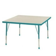 Mahar Manufacturing M48SQTL-SB Square Activity Table with Maple Top and Teal Edge, 48 in.