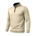 thumbnail image 5 of TOUMENY Men Zip Up Sweater High Neck Long Sleeve Solid Casual Comfy Slim Fit Pullover Fashion Knit Fall Winter Layer Tops Jacket Beige XXXL, 5 of 7