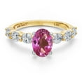 thumbnail image 3 of Gem Stone King 14K Two Tone Gold Pink Mystic Topaz and Lab Grown Diamond Engagement Ring for Women | 2.20 Cttw | Oval 8X6MM | Gemstone November Birthstone | Size 5, 3 of 6