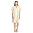 thumbnail image 5 of Casual Nights Women's Snap Front House Dress, Lightweight Short Sleeve Cotton-Poly Knit Duster Robe with Pockets, Mid-Calf, Yellow XX-Large, 5 of 5