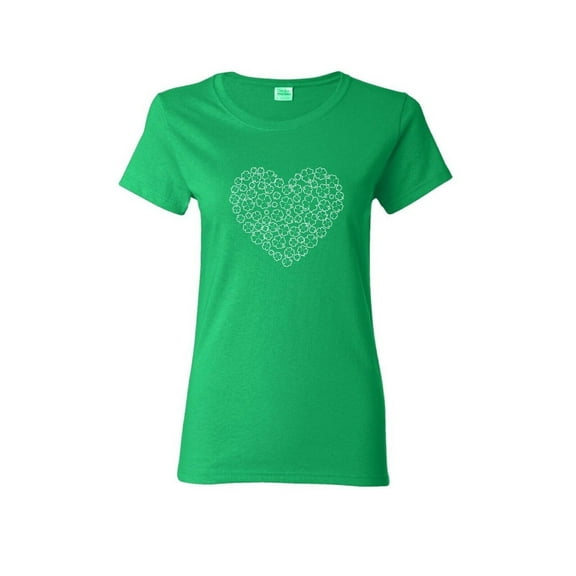 Heart Clovers St Saint Patricks Day Gift Sarcastic Humor Novelty Funny Women's Casual Tees