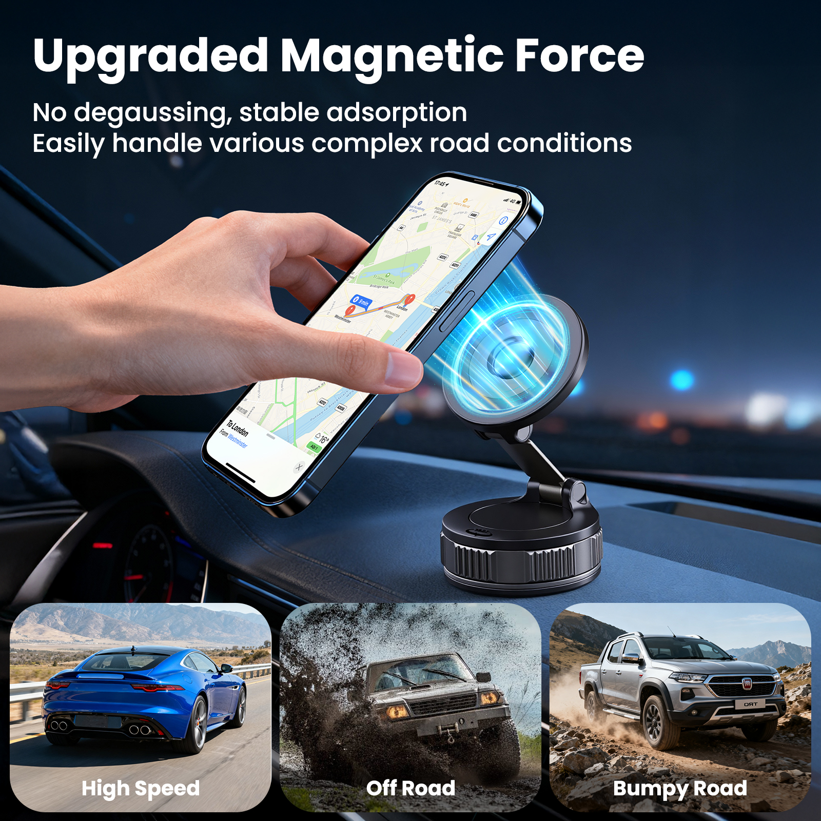 Etepehi Magnetic Car Mount 360° Adjustable, Black photo 6