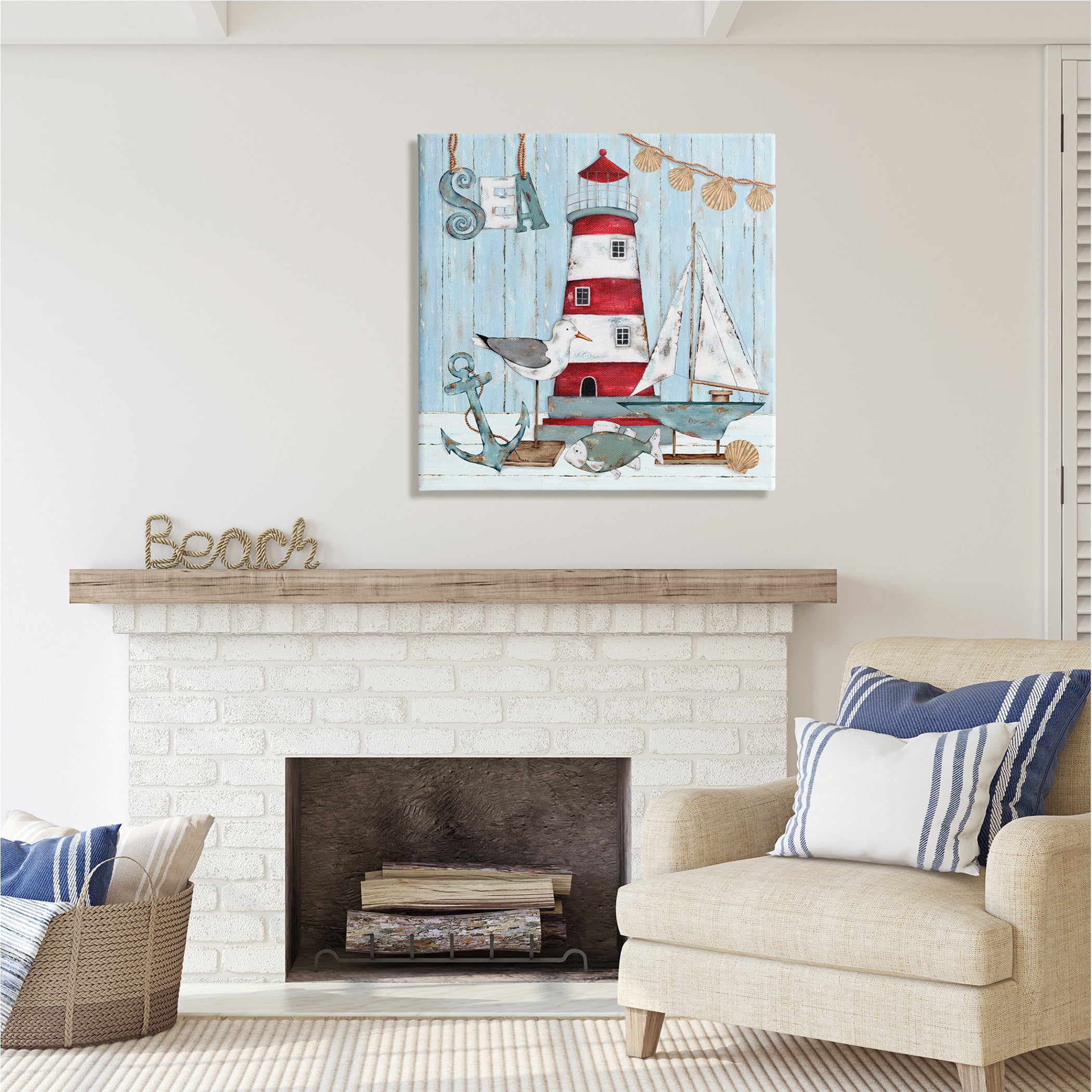 Stupell Industries Rustic Maritime Still Life Animals & Insects Painting Gallery Wrapped Canvas Print Wall Art, 30 x 30