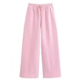 thumbnail image 5 of HH TRAF Pantalones nuevos de otoño para mujer, pantalones largos holgados sólidos, pantalones largos de franela con cintura alta y cintura elástica salvaje con cordones para mujer, 5 of 5