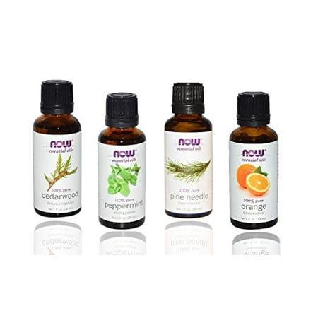 Pine Scent Oil 4-pack Now Foods Essential Oils: Christmas Scent: Peppermint, Cedarwood, Pine, Orange Oil ()