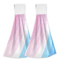 Yayeee Kitchen Hanging Hand Towels Set of 2 with Loop Bathroom Absorbent Tie Towel, Pink Gradient