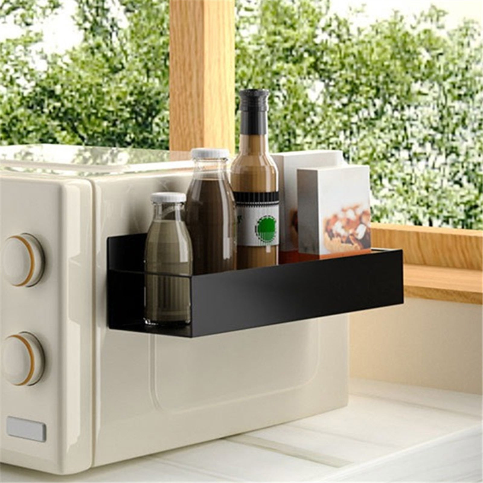 Gnmfd Wall Mounted Magnetic Spice Rack Refrigerator Side Organizer Shelf Strong Magnet Kitchen Storage for Spice Bottles Coffee Snacks Pantry, Easy Install, Home Restaurant Use
