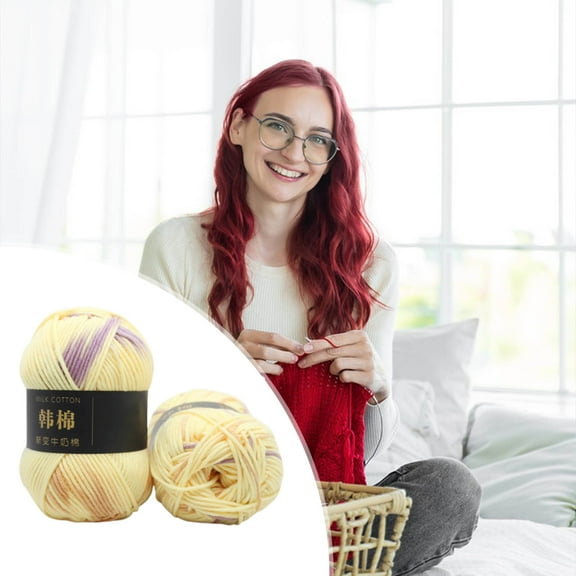 Iumwxz 50g Gradient Color Cotton Yarn,Lustrous and Soft Yarn for Crochet/Knitting,Baby Cotton Yarn,Perfect for Any Knitting Crochet and Crafts Mini Project 2.7x4.7in Home Trends