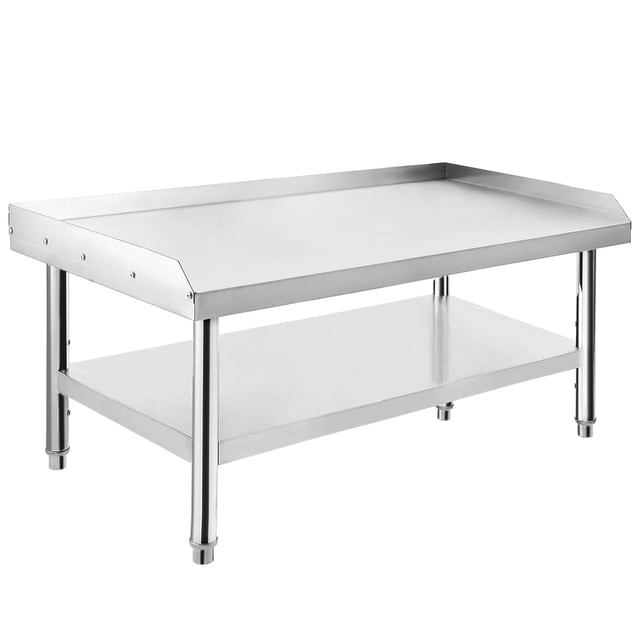 Table Support de Gril en Acier Inoxydable Robuste avec Pieds Ajustables 36 par 30 ines Tablette Supérieure 1000 Livres Tablette Inférieure 220 Livres Poste de Travail Résistant à la Corrosion pour Cuisines Commerciales, Hôtels et Maisons