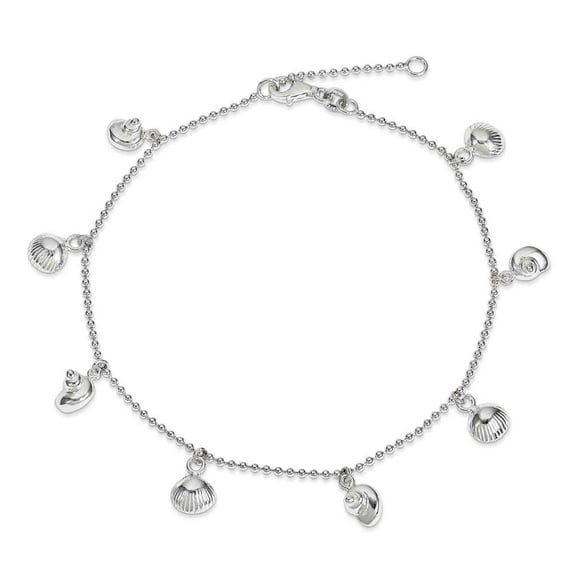 Primal Silver Sterling Silver Polished Sea Shell Anklet