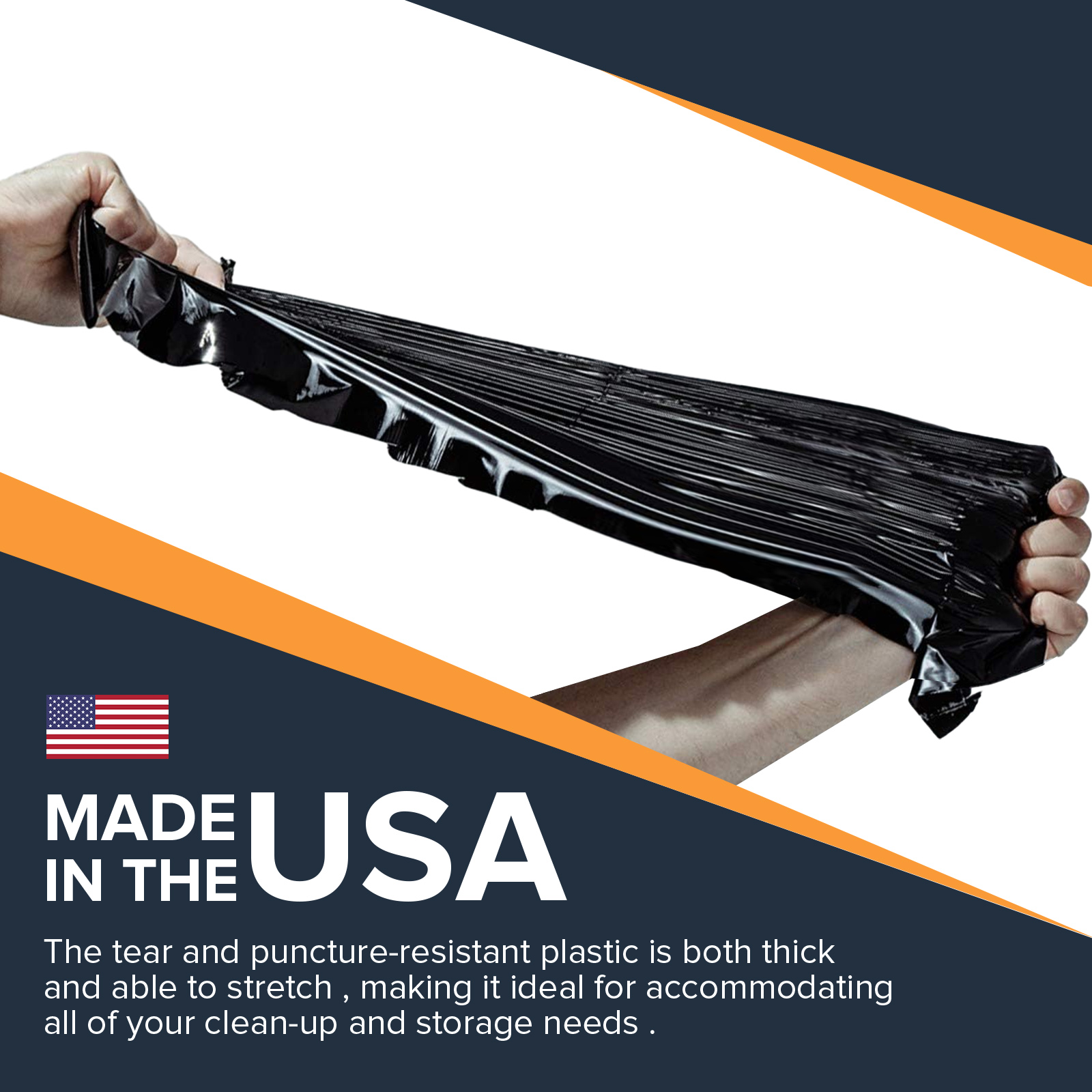 100 packs-Large 55-60 Gallons Contractor Trash Bags|3MIL|Professional Heavy Duty Garbage Bags-drum liners-MADE IN USA, Black