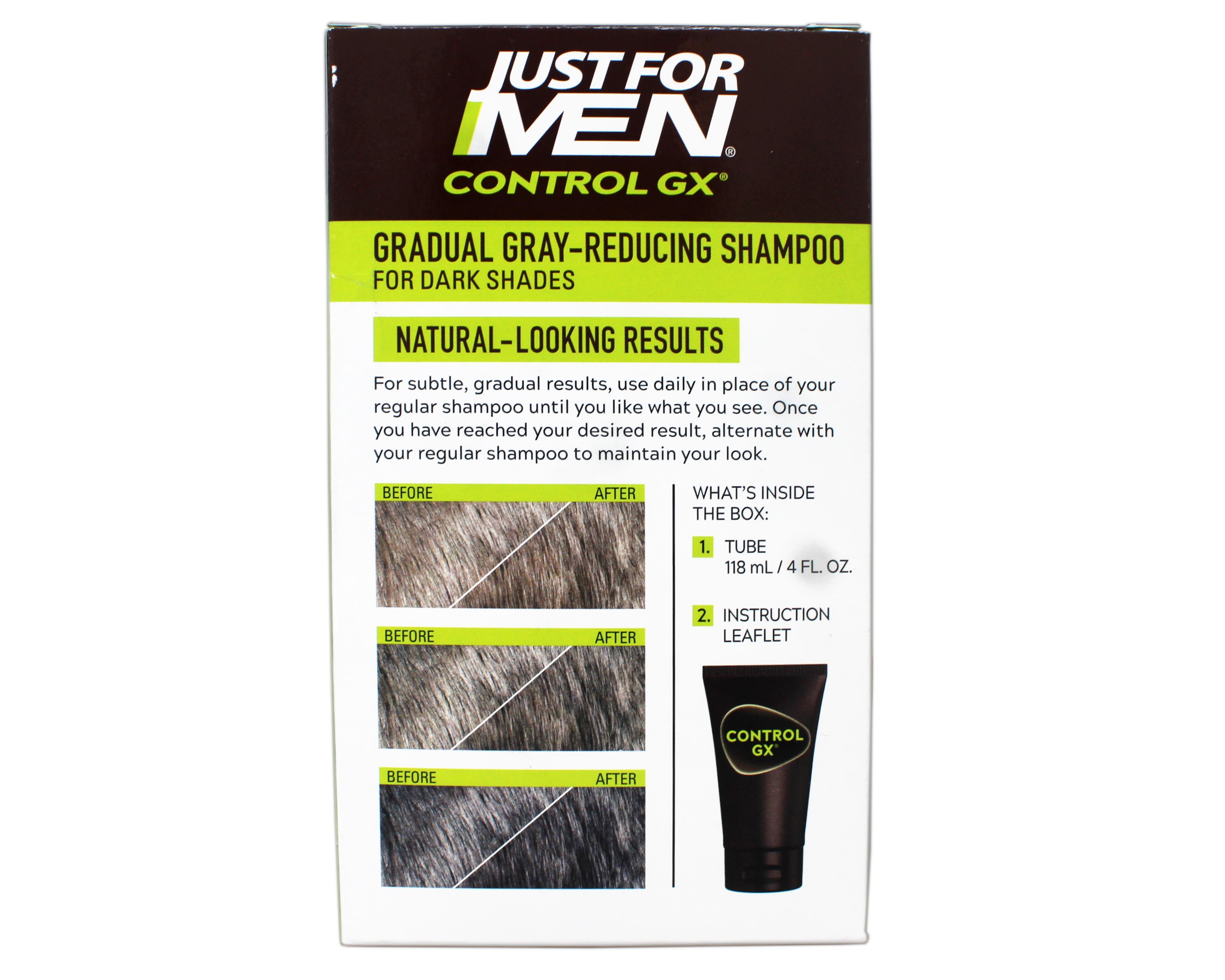 Just for Men Control GX Grey Reducing Shampoo, Gradual Hair Color with Keratin, 4 fl oz (Packaging May Vary) Pack of 2