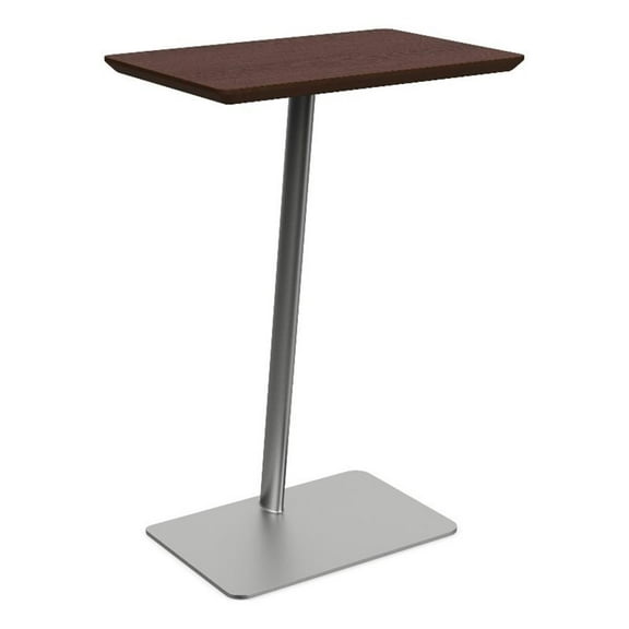 Willow Lounge Lobby Reception Waiting Personal Table / Silver Steel / Walnut