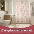 thumbnail image 3 of Dznils Pink Bow Shower Curtain and Rug Sets, 16pc Modern Fabric Bathroom Curtain Sets, 72" x 72", 3 of 11