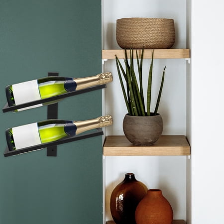 Luxshiny Black Metal Wall Mounted Wine Rack Iron Holder Decorative Modern Industrial Style Storage for Kitchen