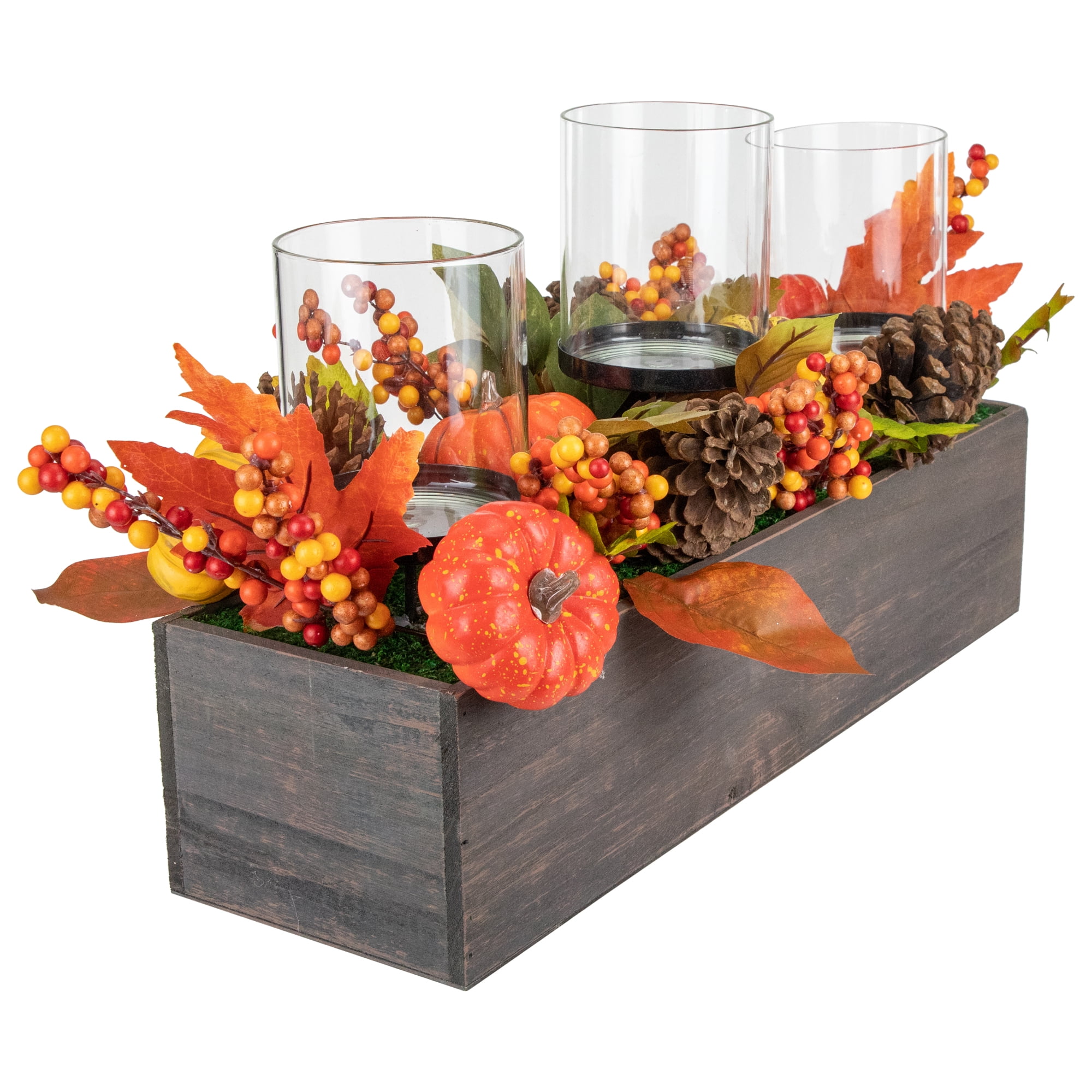 Northlight 3 Candle Brown Thanksgiving Pillar Candle Holder