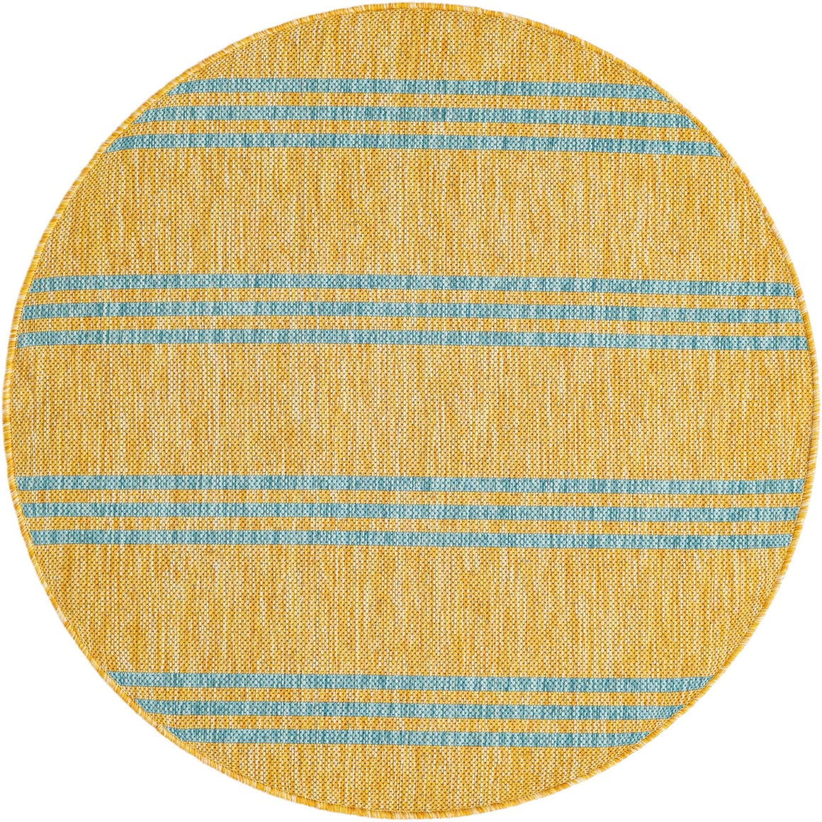 Jill Zarin Outdoor Collection Rug 3' 3 Round Yellow And Aqua