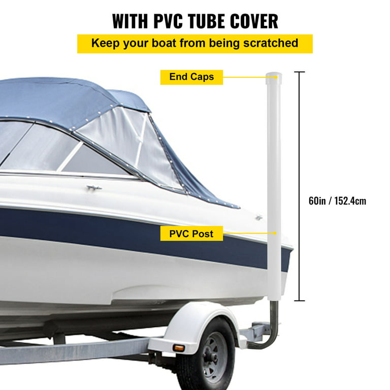Vevorbrand Boat Trailer Guide-on, 60 inch, Galvanized Steel Trailer Post Guide On, with 2pcs White PVC Tube Covers Complete Mounting Accessories, for