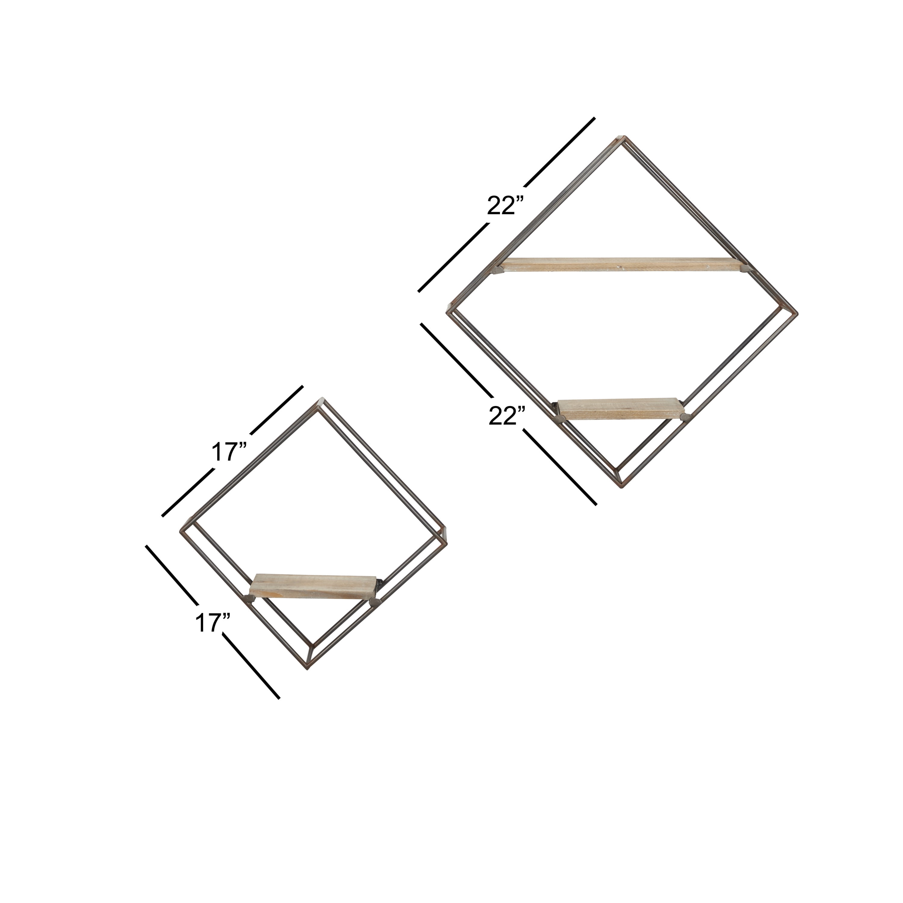 The Novogratz 12", 16"H Diamond 3-Tier Black Wall Shelf (2 Count)
