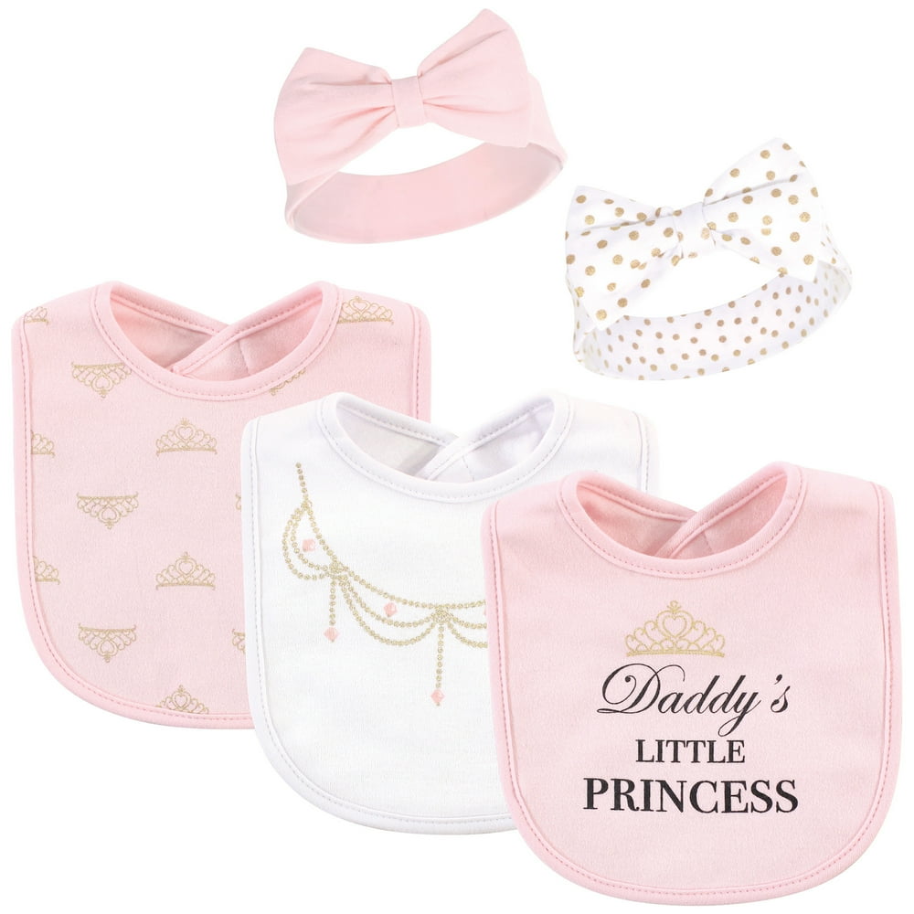 Little Treasure Baby Girl Bibs & Headbands, 5pc