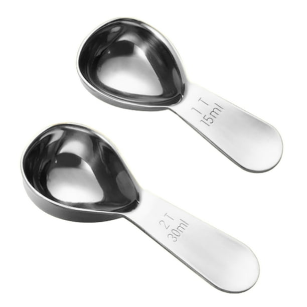 Cuchara medidora de café Laklulu de 2 piezas, acero inoxidable 304, espesada, 15 ml, 30 ml, herramienta para hornear en la cocina
