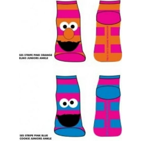 Sesame Street Elmo & Cookie Monster Ankle Sock PPK of TWO Striped Logo