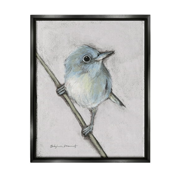 Stupell Wildlife Perched Bird Painting Animals & Insects Painting Black Floater Framed Art Print Wall Art