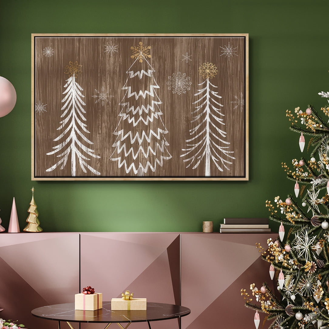 Barnwood Wonderland Collection A - Framed Gallery Wrapped Holiday Canvas - 25 x 37 - Natural Wood Frame